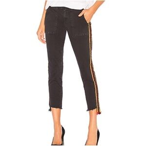 Pam & Gela Black Uniform Side Stripe Pant Adjustable Lace Up Back Waist Size 24